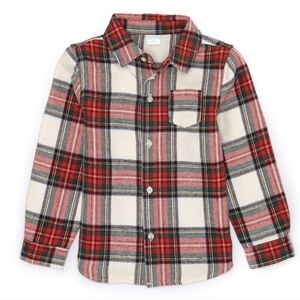 Edgehill Collection Button Front Woven Holiday Plaid Shirt